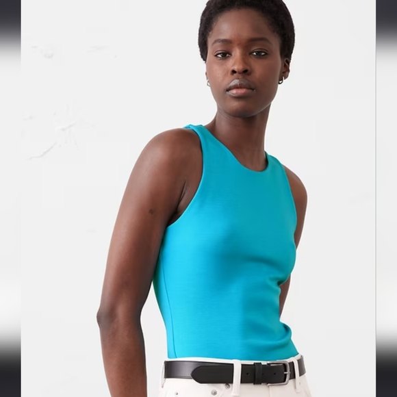 NWT Banana Republic Factory Soft Touch Scuba Tank In Turquoise, Sz M - Picture 1 of 4